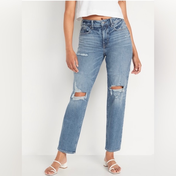 Old Navy Denim - Old Navy High Waisted OG Loose Ripped Jeans - Women's Denim Tall Length Size 16